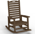 PLUUV Outdoor Rocking Chair with Removable Footboard for Adults, HDPE High Back Patio Rocking Chairs, 330lbs All Weather Porch Rocking Chairs for Outdoor & Indoor -Brown