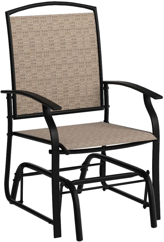 Giantex Outdoor Glider Chair W/Sturdy Metal Frame & Breathable Mesh Fabric, Porch Lounge Swing Rocking Chairs Set of 2 for Lawn, Garden, Porch, Backyard, Poolside, Patio Gliders for Outside