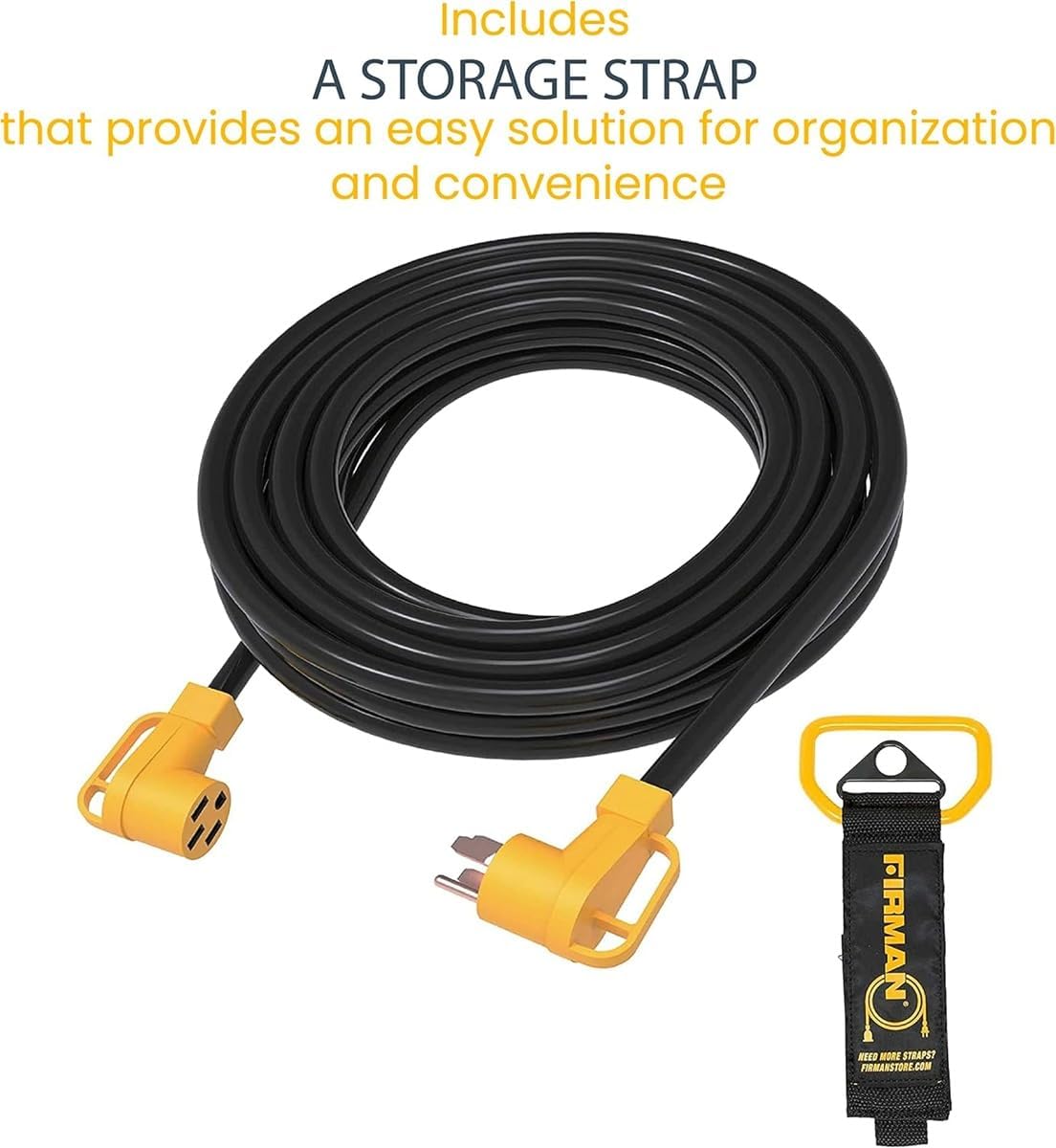Firman 1190 Heavy Duty 14-50P to 14-50R 25' Extension Power Cord – 50 Amp, RV, Generator & Outdoor Use, Weatherproof, 90-Degree Plug, Durable Power Cable for RVs, Generators, and Heavy-Duty Needs