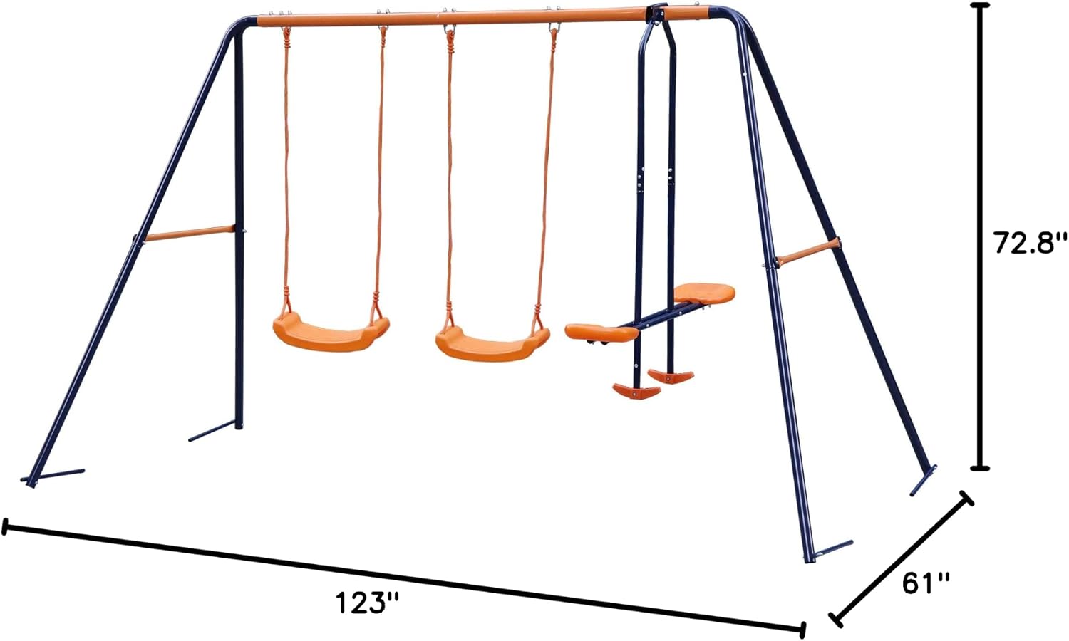 ZENY Outdoor Swing Set for Backyard, 2 Belt Swings and 1 Glider, A Frame Stand for Patio, Playground