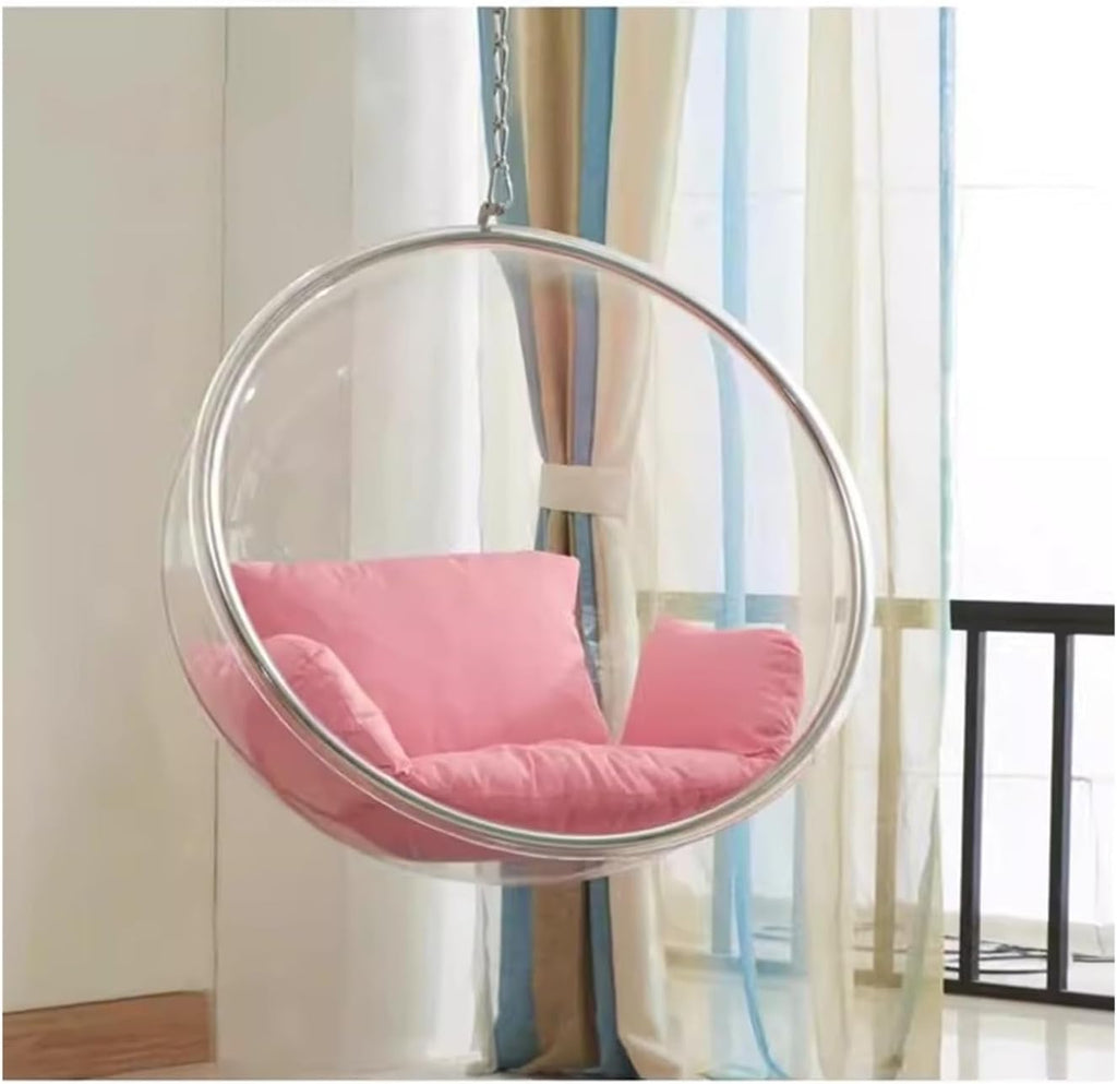 Home Rattan Chairs- Hanging Chair Indoor Glass Ball Transparent Bubble Chair Hanging Basket Balcony Outdoor Swing Patio Lounge Chair