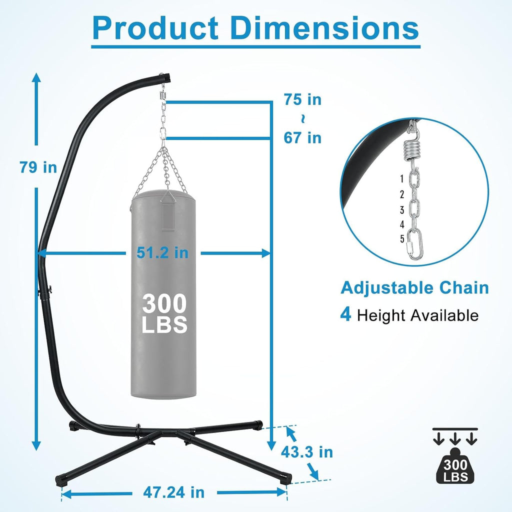 BPS Hammock Steel Stand Only C-Stand for Hanging Hammock Chairs - 300 Pound Capacity