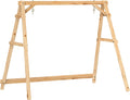 Outsunny 770lbs Porch Swing Frame, Heavy Duty A-Frame Wooden Swing Stand with Reinforced Bars, Freestanding Hanging Chair Stand Only for Porch, Lawn, Garden, Backyard, Teak