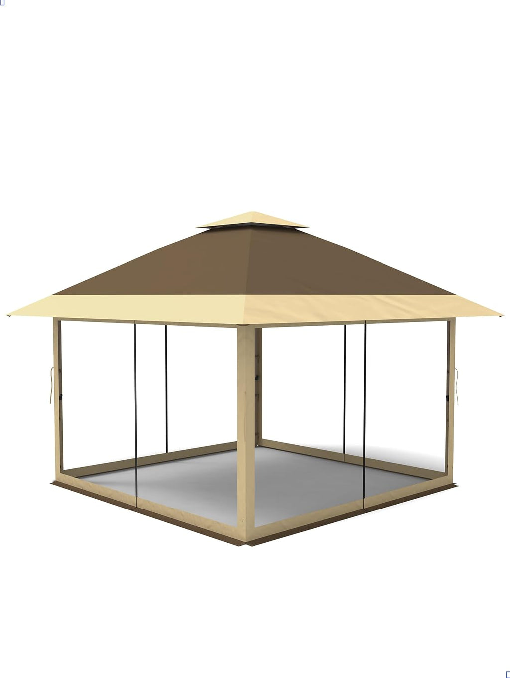 KYBOLT 13x13 Pop Up Gazebo Outdoor Canopy Shelter with Mosquito Netting 4 Stanbags Instant Gazebo Tent for Lawn, Garden, Backyard Deck (Khaki + Dark Khaki)