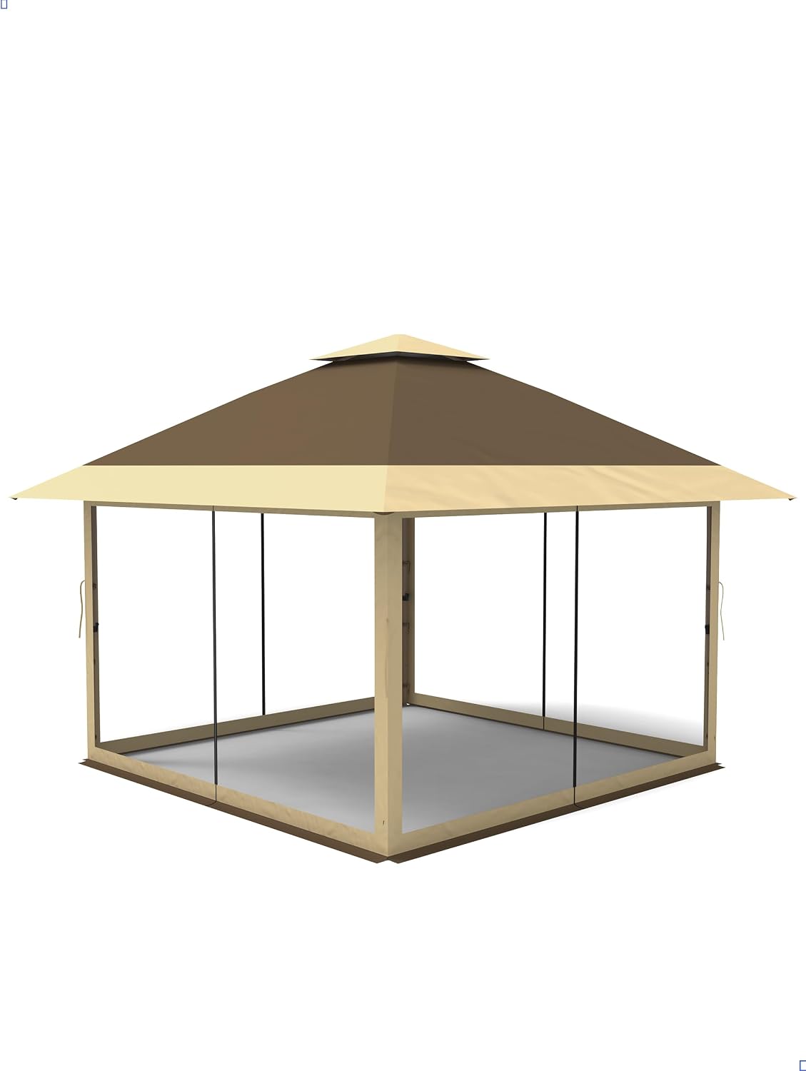 KYBOLT 13x13 Pop Up Gazebo Outdoor Canopy Shelter with Mosquito Netting 4 Stanbags Instant Gazebo Tent for Lawn, Garden, Backyard Deck (Khaki + Dark Khaki)