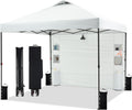 Tunbne 10'x10' Pop Up Canopy Tent with 1 Sidewall and 6 Pockets, One Push Setup, Instant Shade Tent with Vented Roof for Beach Patio Outdoor, Case, 8 Stakes, 4 Ropes, 4 Sandbags (White)