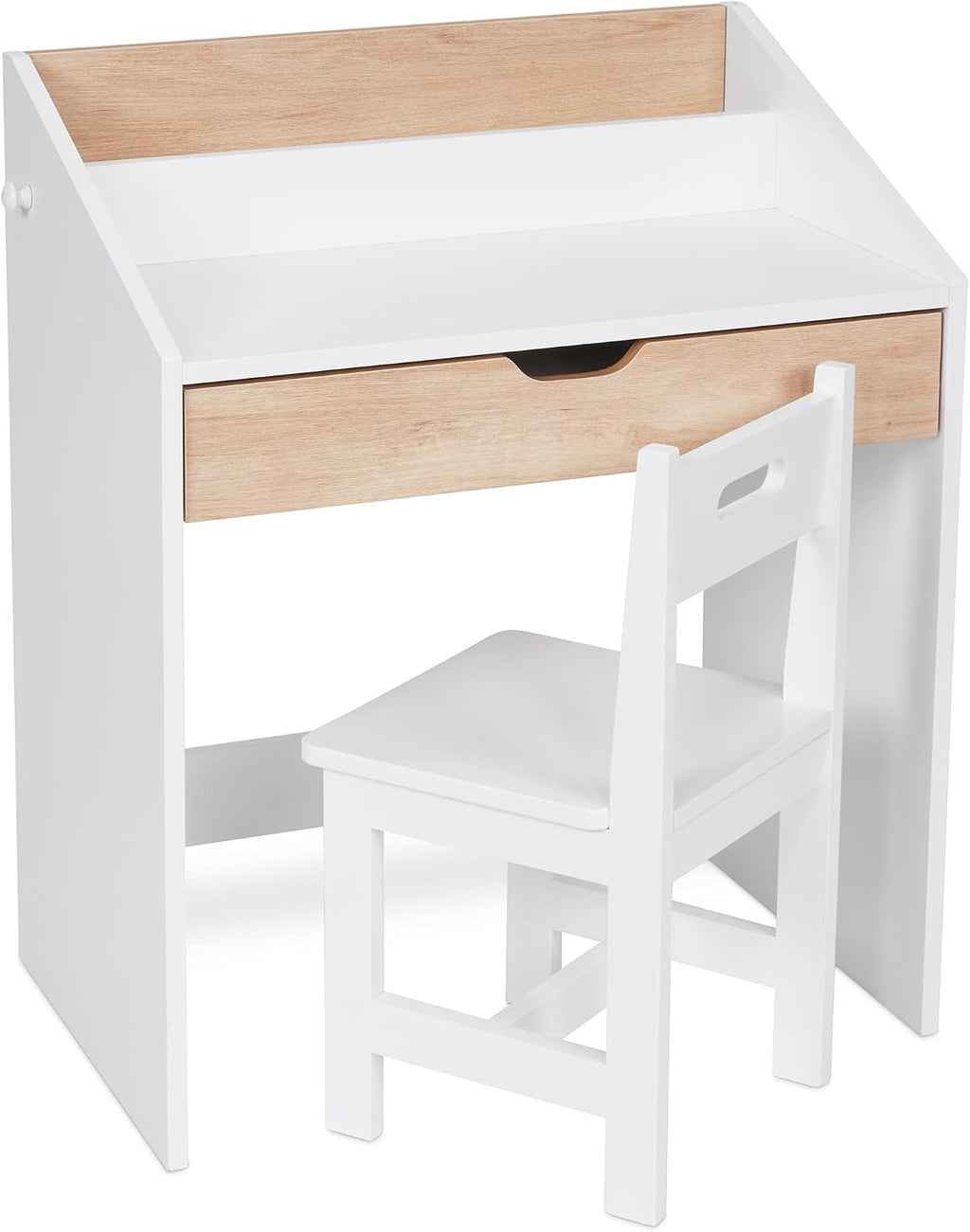 Lil' Jumbl Toddler Wooden Study Desk and Chair Set, Home School Learning Workstation with Writing Table, Storage Drawer, Tabletop Organizer & Hanging Hooks for Children Studying, Reading & Drawing