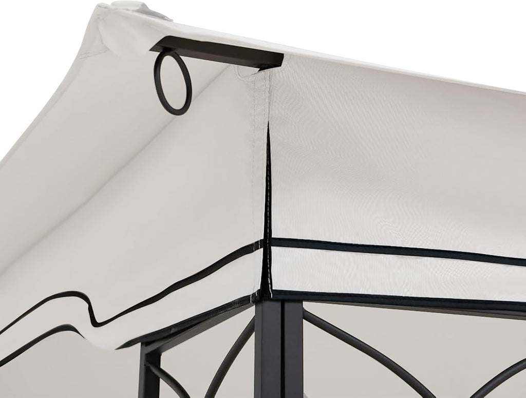 10x12 Ft Outdoor Patio Gazebo Replacement Canopy, Double Tiered Roof Top Cover, UV Protection & Waterproof Fabric, Fits 10x12 Gazebo Frame, Beige (Frame Not Included)