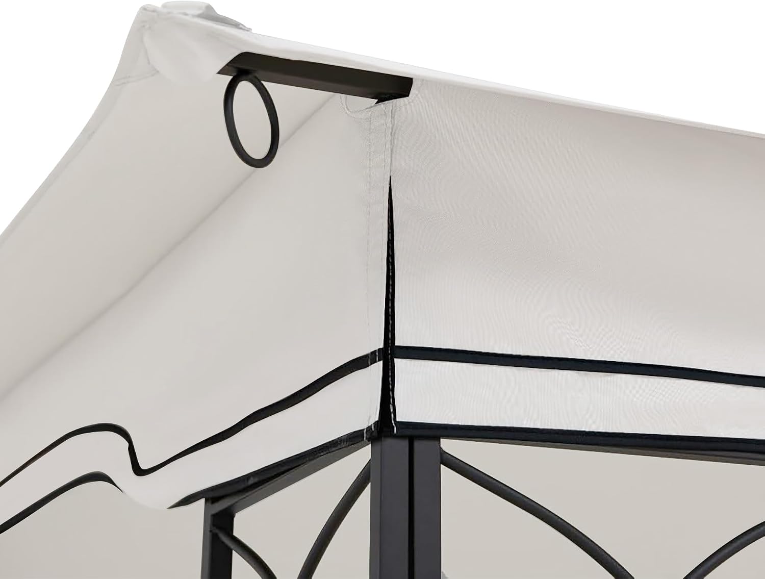 10x12 Ft Outdoor Patio Gazebo Replacement Canopy, Double Tiered Roof Top Cover, UV Protection & Waterproof Fabric, Fits 10x12 Gazebo Frame, Beige (Frame Not Included)