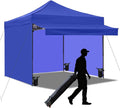 10x10 Pop up Canopy Tent with Awning Easy up Canopy with Wheel Bag Heavy Duty Waterproof Canopy Commercial Gazebo Tent for Outdoors Parties Vendors (Blue)