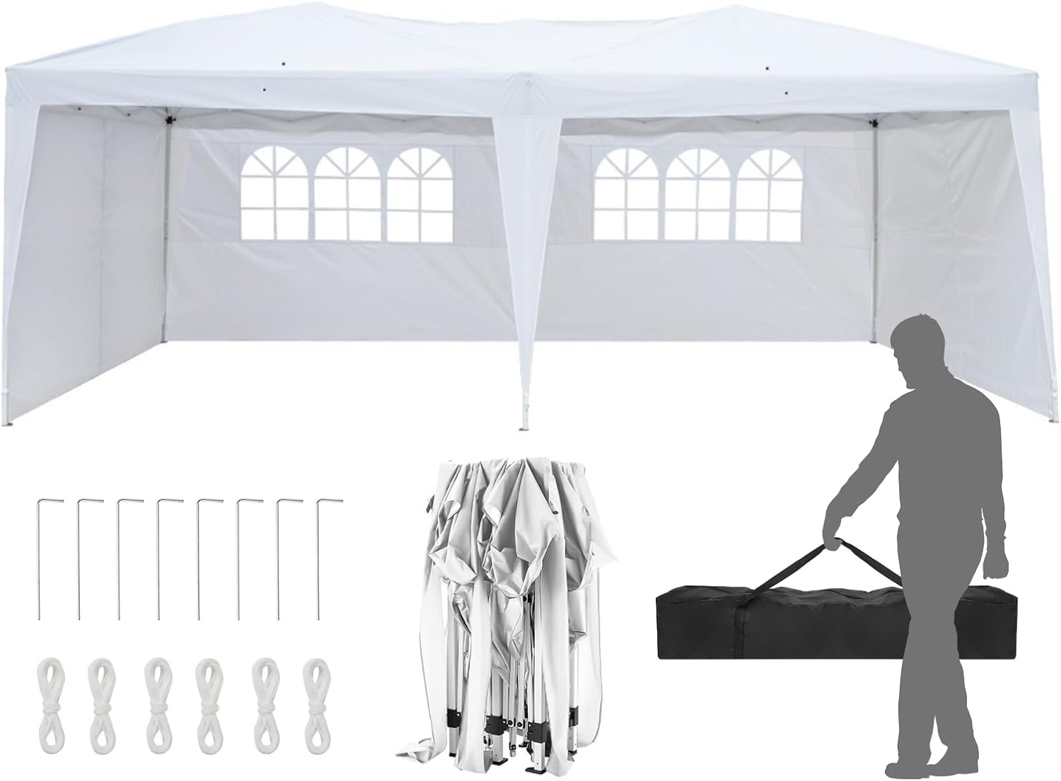 Outvita 10x20ft Ez Pop Up Canopy, Portable Instant Canopy Tent with 4 SideWalls for Outdoor Events, Party, Wedding, Birthday,Graduation