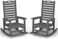 PLUUV Outdoor Rocking Chair Set of 2 with Removable Footboard for Adults, HDPE High Back Patio Rocking Chairs, 330lbs All Weather Porch Rocking Chairs for Outdoor & Indoor -Grey