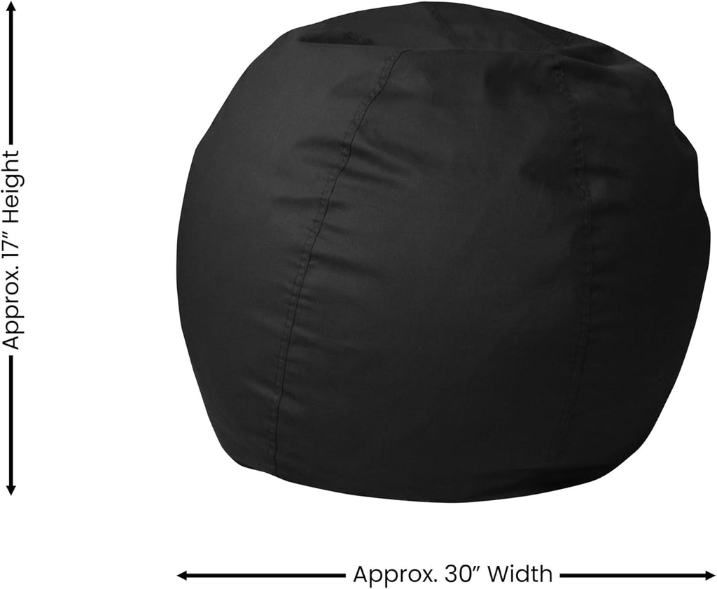 EMMA + OLIVER Daisy Small Solid Black Bean Bag Chair for Kids and Teens
