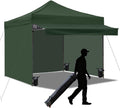 10x10 Pop up Canopy Tent with Awning Easy up Canopy with Wheel Bag Heavy Duty Waterproof Canopy Commercial Gazebo Tent for Outdoors Parties Vendors(Dark Green