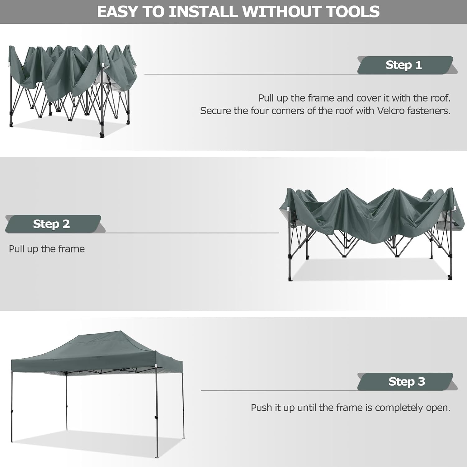 COBIZI 10x15 Heavy Duty Pop up Canopy Tent with 4 sidewalls, Commercial Outdoor Tents for Parties,Backyard Event, Wedding, All Season Waterproof Event Shelter with Carry Bag, Gray(Frame Thickened)