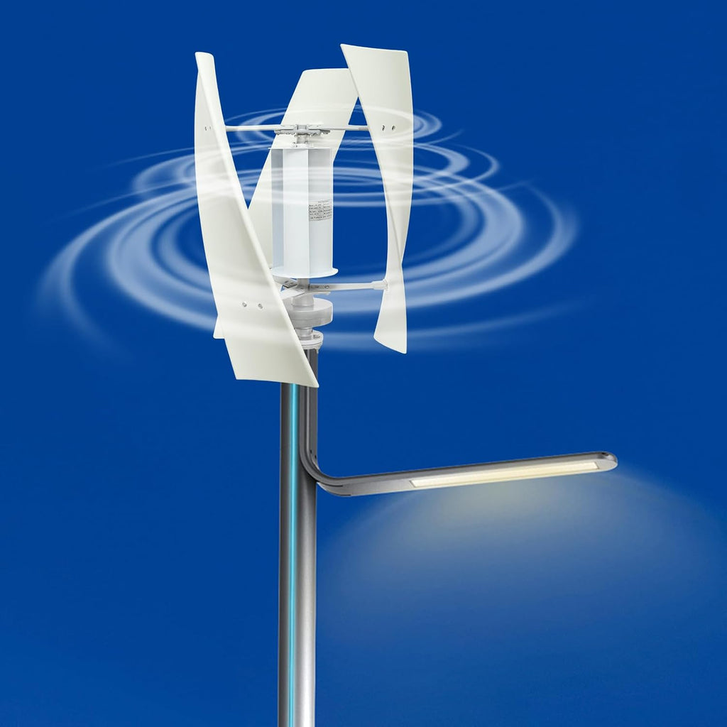 Wind Generator, 500W 24V 3 Blade Vertical Wind Turbine Generator Vertical Axis Wind Turbine Vertical Wind Generators Kit Wind Power Generators w/Auxiliary Wind Wheel for Home, Business, Ships