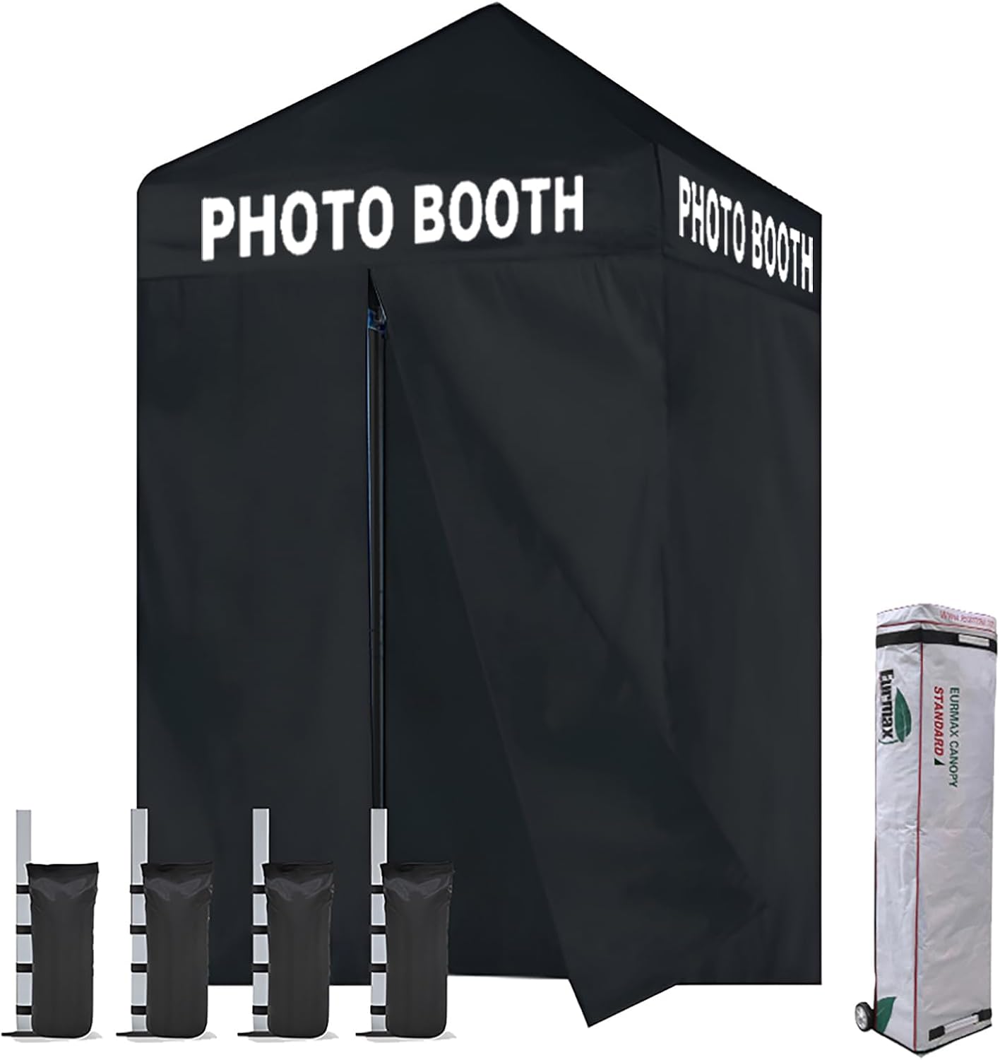 Eurmax USA 5x5 Pop Up Canopy Tent,Commercial Tent with Patented No-Tip Rolling Bag,4 Zippered Removable Walls,UV & Water Resistant Canopy Top,Heavy Duty Outdoor Gazebo,Instant Shelter(Printed Black)