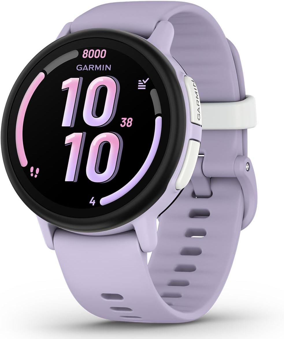 PlayBetter Garmin Bounce 2 (Light Purple) Kids GPS Smartwatch Gift Box Bundle - Calling, Messaging & Location Tracking Features HD Screen Protectors, Wall Adapter & Case