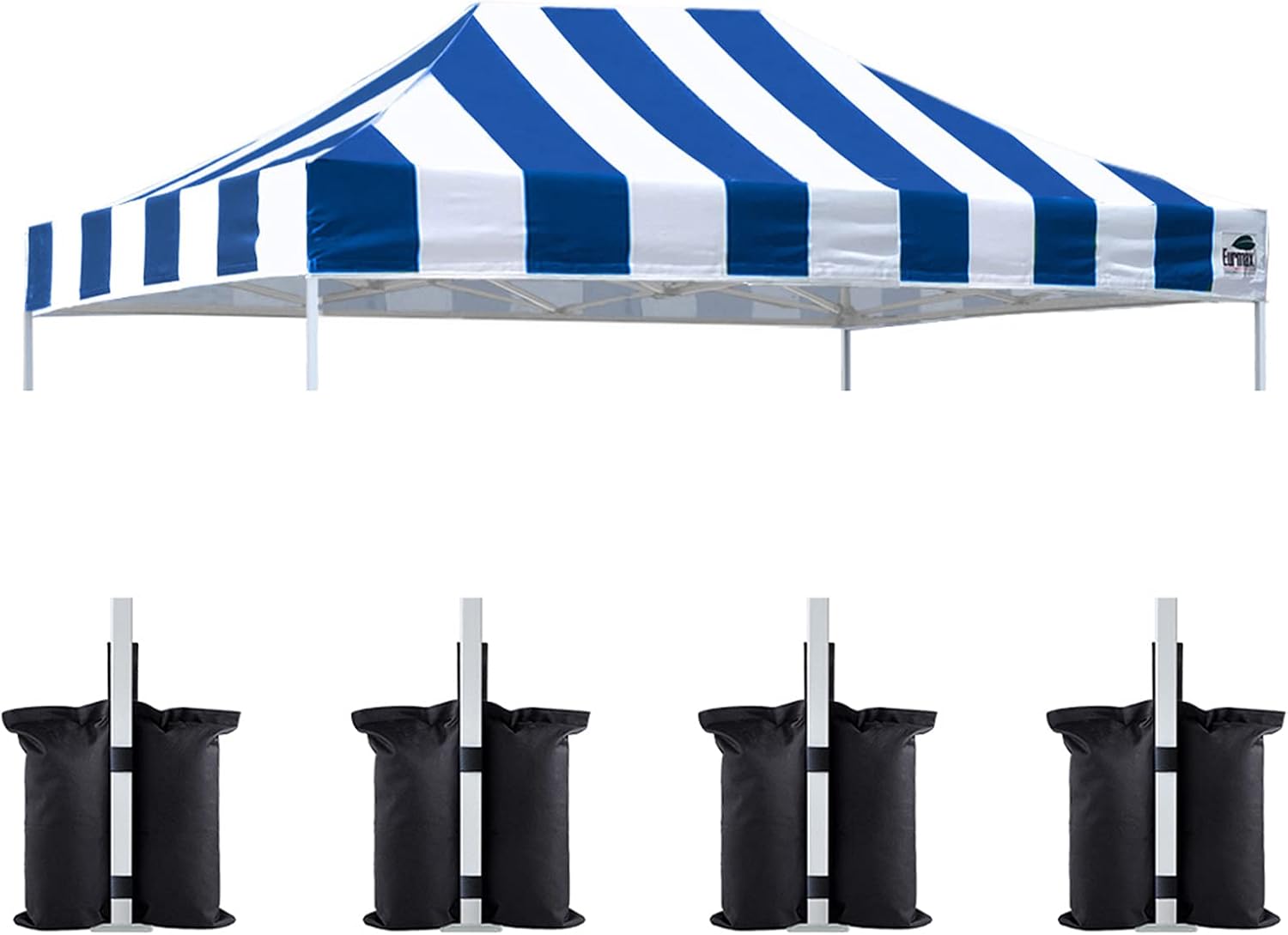 Eurmax USA 10x15 Pop Up Canopy Replacement Top,Universal Instant Canopy Cover ONLY,Heavy Duty UPF 50+ UV Protection,Water & Wind Resistant Tarp,30+ Colors Available,Bonus 4 Sand Bags(Stripe Blue)