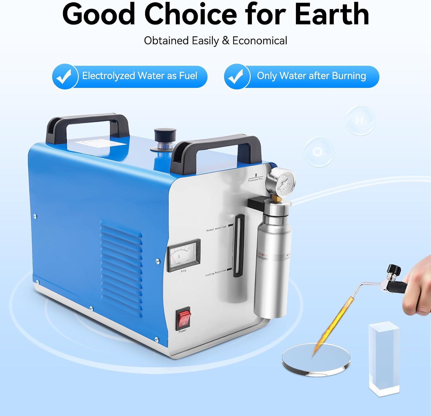 Hydrogen Generator Water Welder 95L/H Acrylic HHO Flame Polisher Polishing ,Oxygen Generator for Home Use Machine ,in Power Polishers & Buffers AC 110V 400W + Gas Torch, for Tools & Home Improvement