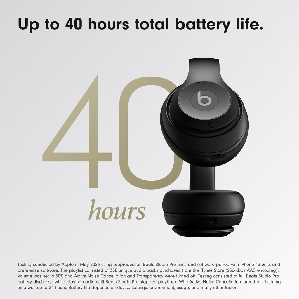 Beats Studio Pro Premium Wireless Over-Ear Headphones- Up to 40-Hour Battery Life, Active Noise Cancelling, Great for Travel & Commuting, USB-C Lossless Audio, Apple & Android Compatible -Black