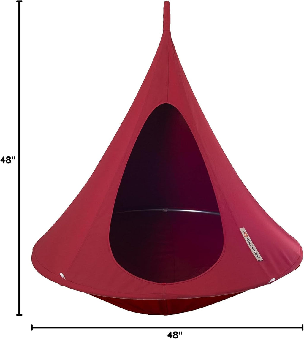 Cacoon Hanging Chair for Kids - Weight Capacity 220Lbs - Outdoor and Indoor Use - Hanging Kit Included - Aluminum Ring for Durability (Chili Red)