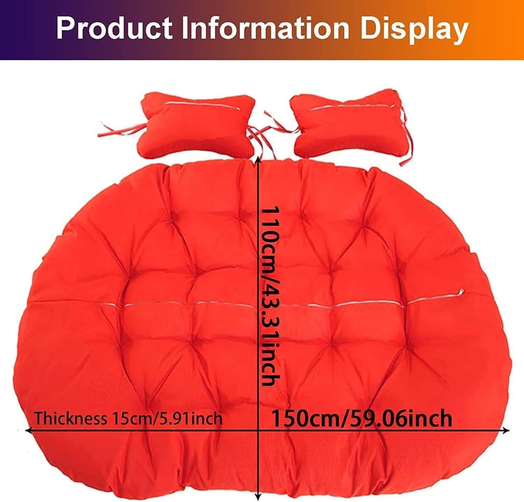 Basket Swing Egg Chair Cushion, 2-Seater Waterproof Removable Thickened Hanging Mattress Replacement with Pillow Thickened Round Hammock Chair Cushion Courtyard Hanging Egg Chair Cushion (yellow)