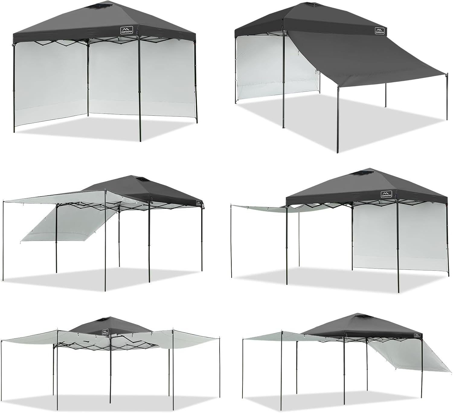 KAMPKEEPER 10x10 Easy Pop Up Canopy Tent with Sidewalls, Instant Outdoor Shade Shelter with Removable 10FT Sun Walls, Quick Setup Waterproof and UV-Resistant for Patio (Black, 10x10FT with 2 sidewall)