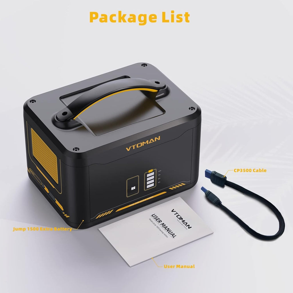 VTOMAN Jump 1500 Extra Battery, 1548Wh Large Capacity LiFePO4 Battery with BMS Protection for Camping, Home Backup, Suitable for VTOMAN Jump 1500X/Jump 1800 Portable Power Station Expand Capacity
