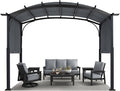 MASTERCANOPY 10x10ft Outdoor Retractable Pergola with Sun Shade Canopy Patio Metal Garden Pergola,Dark Grey