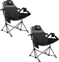 TIMBER RIDGE Oversized Hammock Camping Chair, Swinging Chair with Adjustable Back and Seat Height, Portable Folding Rocking Chair for Outdoor Lawn, Backyard and Patio, Supports 400lbs, Black, 2 Pack
