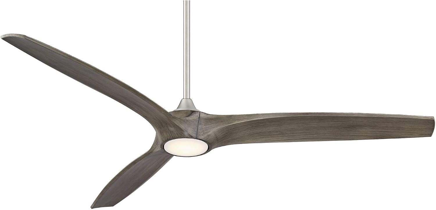 Casa Vieja 60' Padera Modern Rustic 3 Blade Indoor Outdoor Ceiling Fan with Light LED Dimmable Remote Control Brushed Nickel Light Wood Damp Rated for Patio Exterior House Porch Gazebo Garage