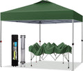 PHI VILLA Pop-up Canopy 10x10 Patio Tent Instant Gazebo Canopy with Wheeled Bag, Portable Lightweight Folding w/Adjustable Height,Green
