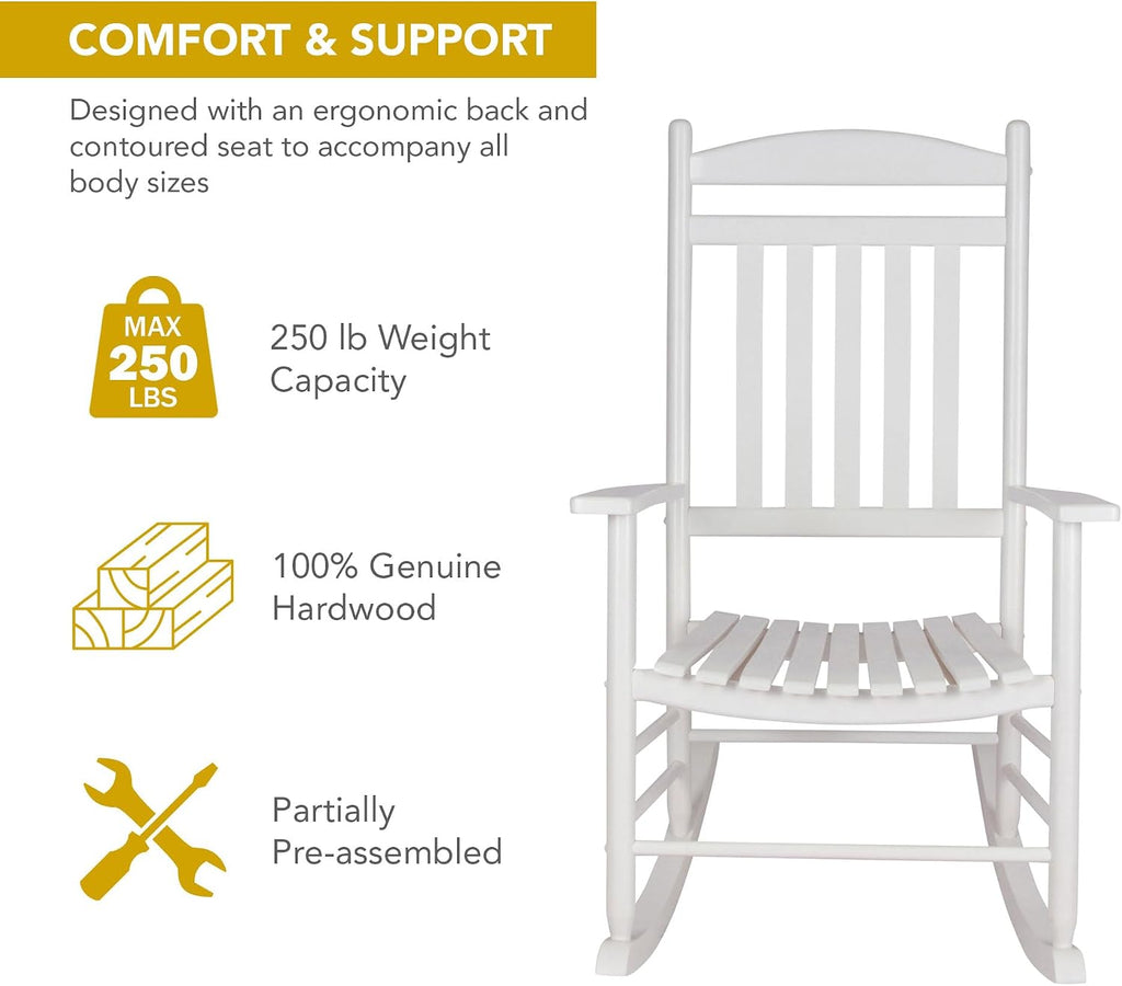 Shine Company Maine Wood Rocking Chair, White