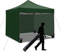 10x10 Pop up Canopy Tent with Sidewalls,Heavy Duty Waterproof Sun Shade Canopy Easy up Canopy with Wheel Bag Commercial Gazebo Tent for Outdoors Parties Vendors Camping Beach(Dark Green)