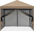 MASTERCANOPY Pop-Up Quick Setup Outdoor Canopy with Netting Screen Walls (10x10, Khaki)
