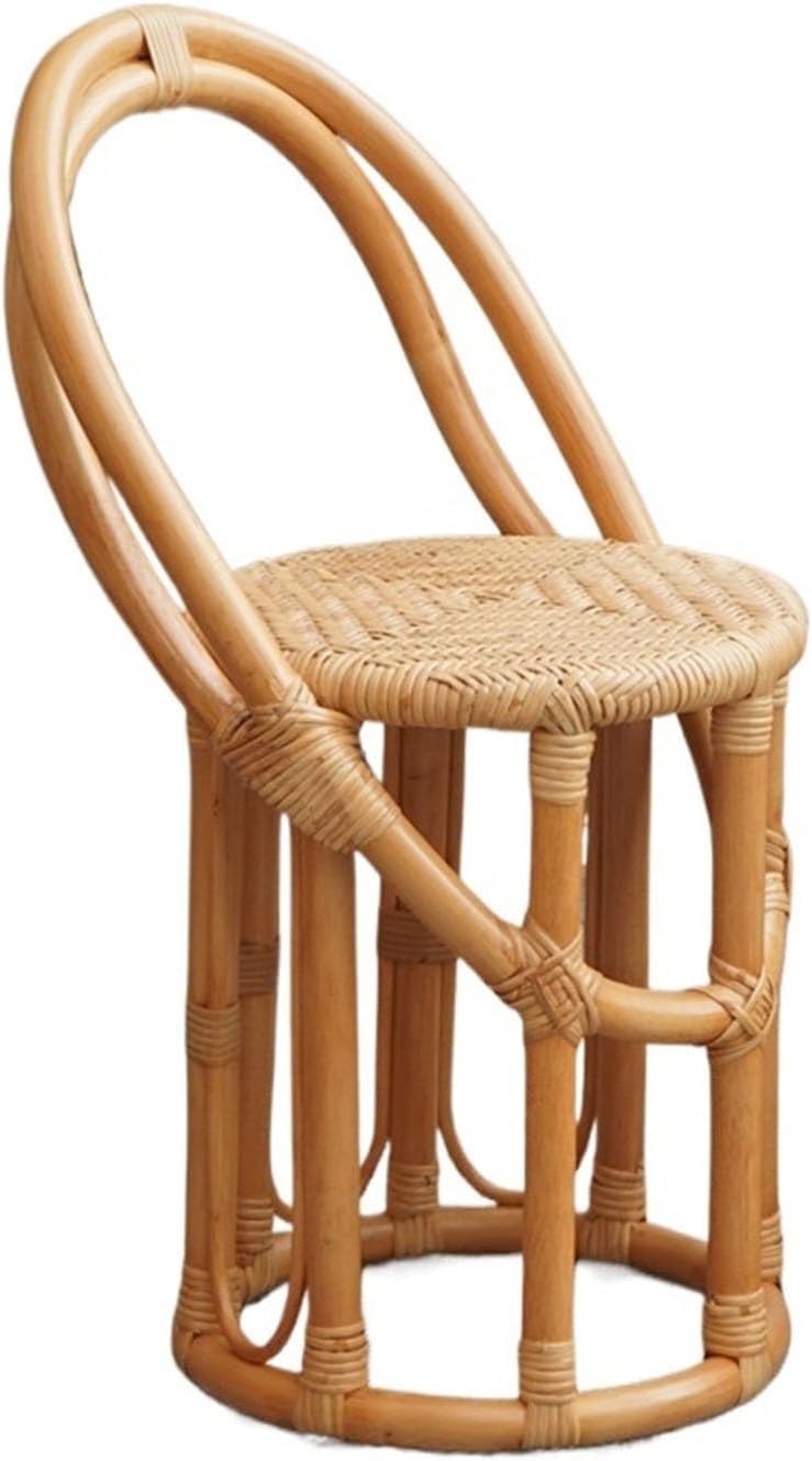 Home Rattan Chairs - Natural Rattan Chair, Hand Woven Hanging Chair for Kids, Japanese Style Portable Seat Patio Lounge Chair for Living Room and Balcony (Yellow)