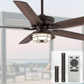 NORFOLK Outdoor Ceiling Fans with Lights and Remote, Waterproof 60 Inch Ceiling Fan with 3 Color LED Light for Patios, Gazebos, and Indoor, Wet Rated Farmhouse Modern Style