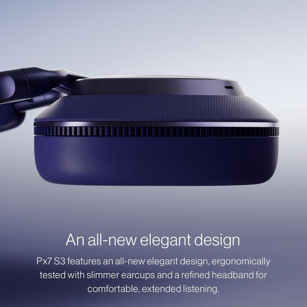 Bowers & Wilkins Px7 S3 Over-Ear Headphones, High-Resolution Sound, Comfortable Fit, Bluetooth, Active Noise Cancelling & Transparency Mode, 30-Hour Playtime, Quick Charge Support, Frost Blue