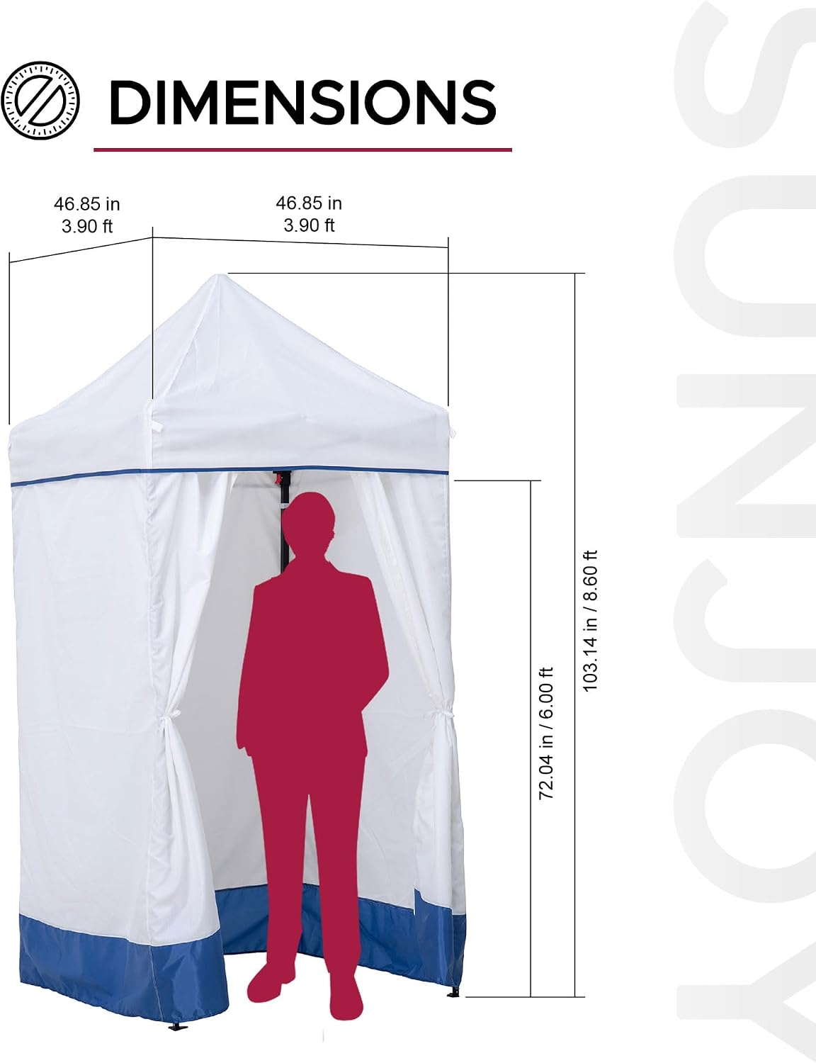 SUNJOY 4 x 4 Pop-Up Canopy Tent, Portable Instant Privacy Changing Tent, Toilet Stall with Sidewalls, Light Weight Sun Shelter with Carry Bag, for Camping and Beach, Navy