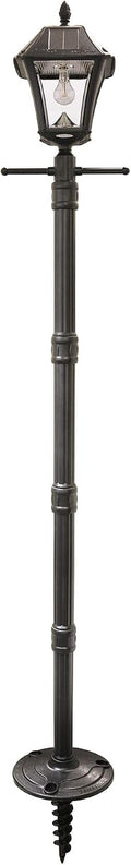 Gama Sonic Baytown II Bulb Solar Lamp Post Light Kit 77-inch Height, Outdoor Single Black Resin and Clear Lens Post Lamp with Pole and EZ Anchor In-Ground Auger, Warm White 2700K (105BSG01)