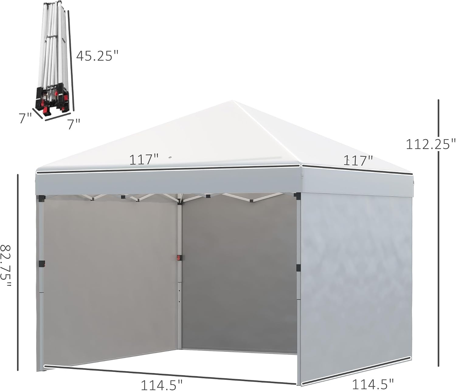 Outsunny 10' x 10' Pop Up Canopy Tent with 3 Sidewalls, Leg Weight Bags and Carry Bag, Height Adjustable, Instant Party Tent Event Shelter Gazebo for Garden, Patio, Cream