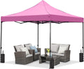 GDY 10x10 Ft Steeple Outdoor Pop Up Canopy Tent, Commercial Portable Instant Folding Gazebos, Patio Canopies with Wheel Bag, Pink.