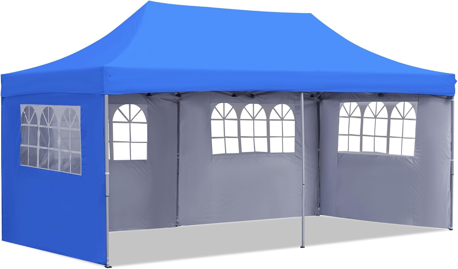 GDY 10'x20' Pop Up Canopy, Folding Party Tent with 4-Panel Removable Sidewalls, Heavy Duty Outdoor Commercial Instant Gazebo with Wheeled Bag, Blue.