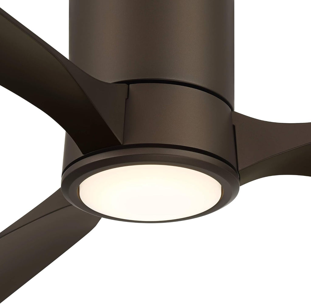 Casa Vieja 56' Keel Modern Indoor Cottage Core Outdoor Ceiling Fan 3 Blade LED Light Remote Control Emperial Bronze Finish Blades Bedroom Patio Living Room Hugger Damp Rated Flush Mount Garage