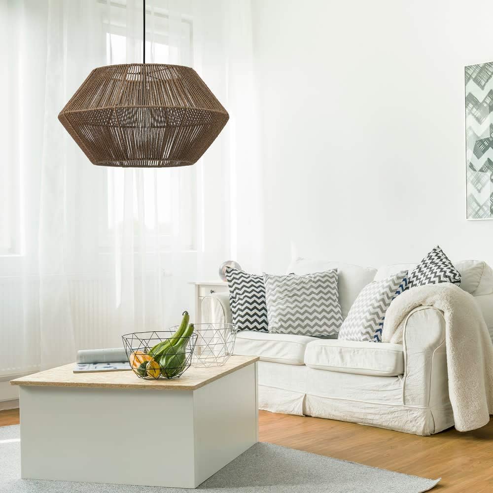 Globe Electric 60530 Malay 1-Light Pendant Light, Natural Twine Shade, Black Hanging Cord, 220 Lumen