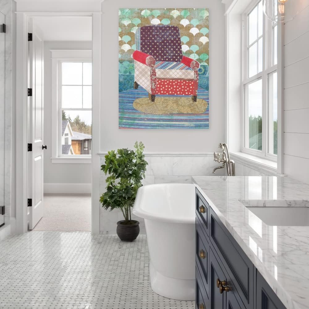 Fine Art Canvas Artist Chair Canvas Wall Decor by Artist Jenny McGee for Living Room, Bedroom, Bathroom, Kitchen, Office, Bar, Dining & Guest Room - Ready to Hang - 35 in x 46 in