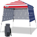 EAGLE PEAK Day Tripper 8x8 Aluminum Super-Lightweight Pop Up Canopy with 3 Removable Walls, Instant Outdoor Backpack Canopy Tent, Outside Beach Folding Sun Shelter, 8x8 Base 6x6 Top, American Flag