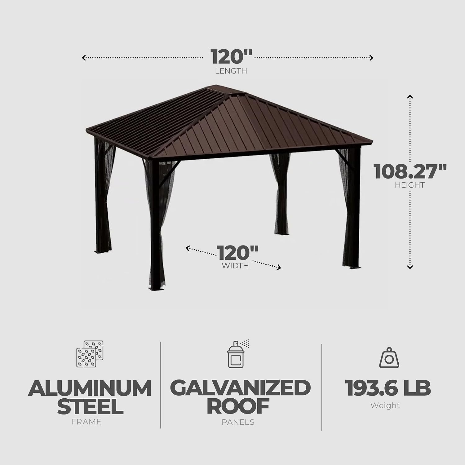 Sojag Outdoor 10' x 10' Dakota Hardtop Gazebo Outdoor Sun Shelter
