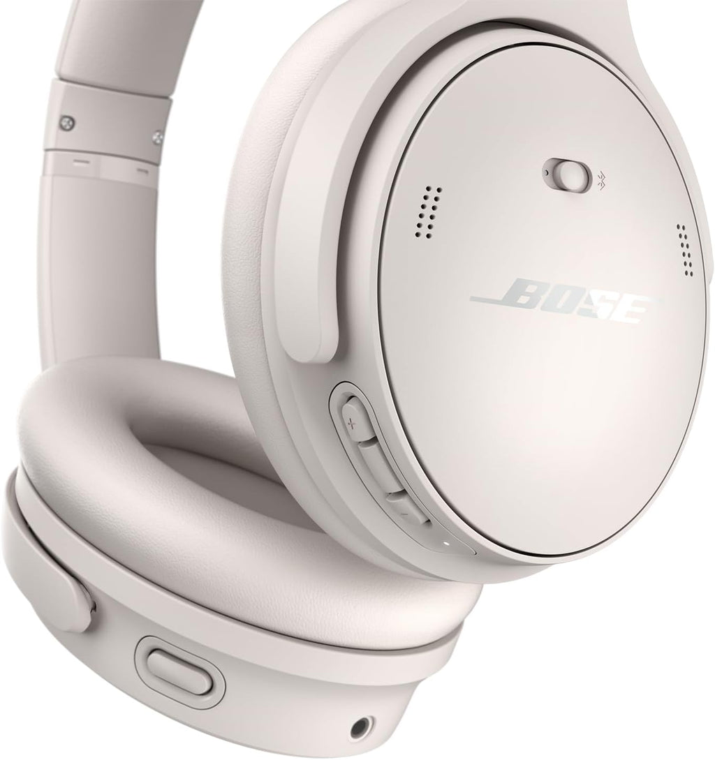 Bose QuietComfort Wireless Noise Cancelling Headphones, Bluetooth Over Ear Headphones with Up to 24 Hours of Battery Life, White Smoke (Renewed)
